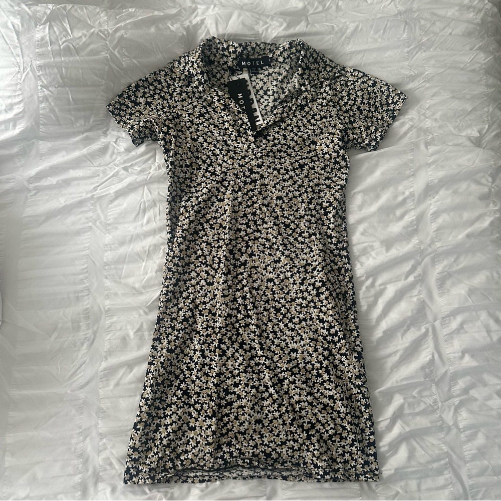 Motel Rocks Black and White Floral Dress
